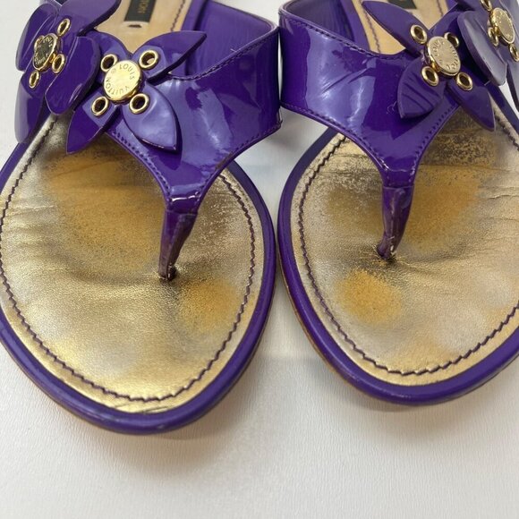 Louis Vuitton Vernis Flower Thong Sandals Purple Flip Flops Size 7 Authe… - Picture 11 of 14